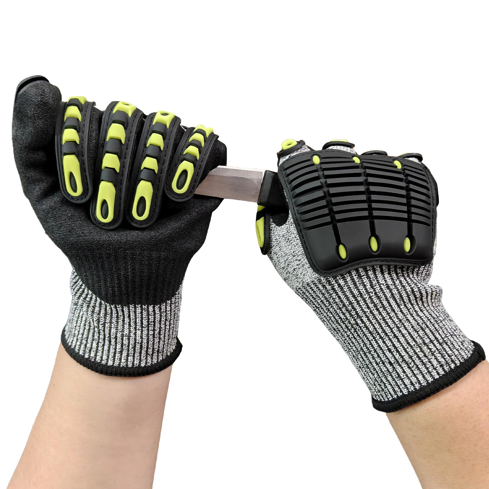 GOL-SIV Impact Protection Gloves,Level5 Cut Resistant Work Gloves,Nitrile Coated Heavy Duty Work Gloves, Anti Vibration Gloves For Men,Women(1Pair,