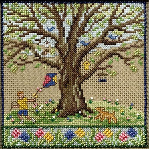 Spring Oak Beaded Counted Cross Stitch Kit Mill Hill 2017 Mighty Oak Quartet Series MH171712 image 2