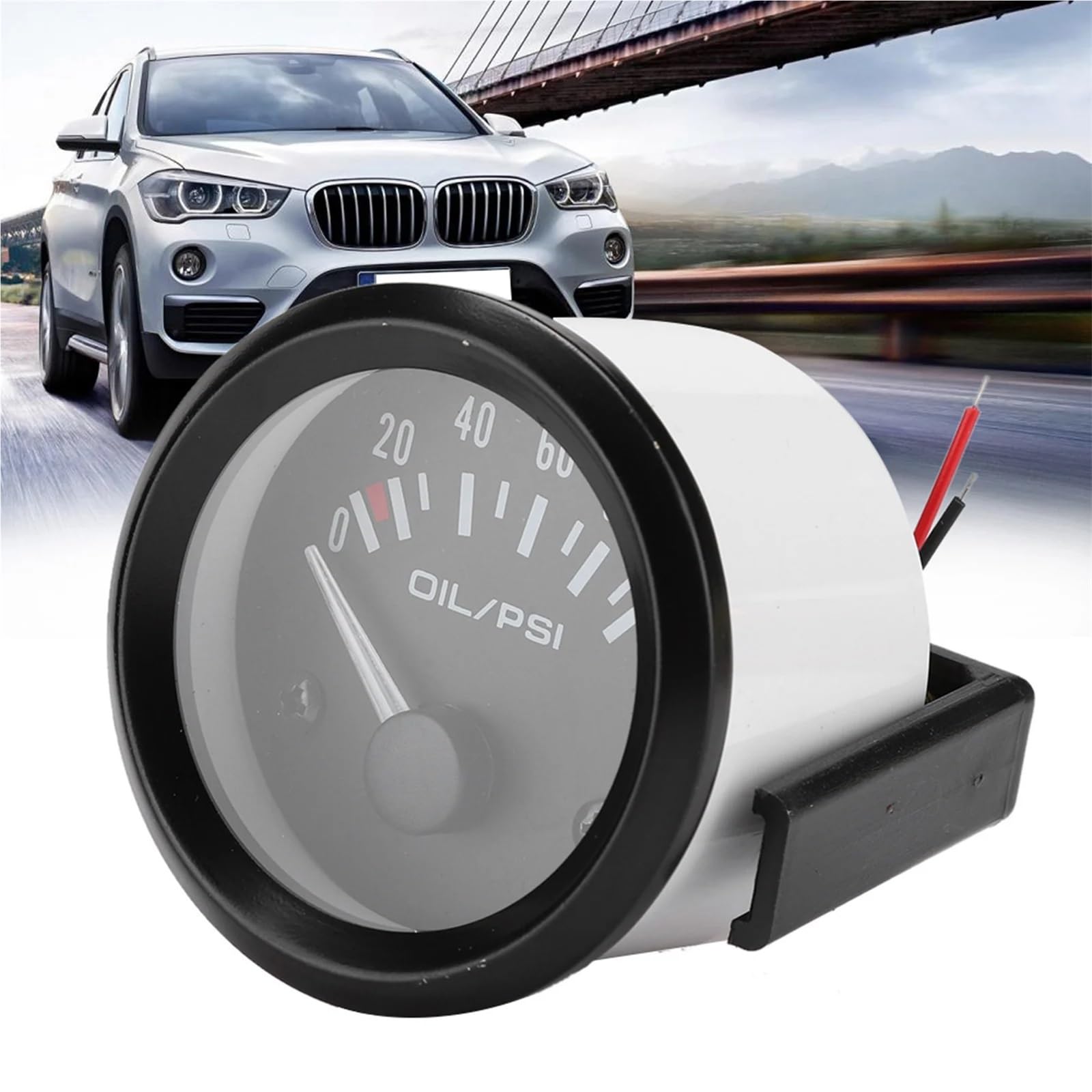 Indicador de presión de aceite electromagnético universal for automóvil de 52 mm/2 pulgadas y 12 V, medidor modificado automático, accesorio for automóvil, manómetro for automóvil