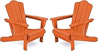 Vista 158 de KINGYES - Silla Adirondack plegable, sillas de patio de polietileno de alta densidad para todo tipo de clima, silla de césped con textura de madera