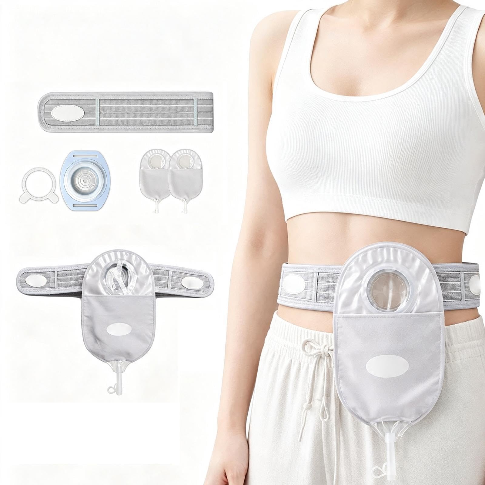 1 Stoma Gürtel, Stoma Bandage für Urostomie Inkl. 2 Stomabeuteln