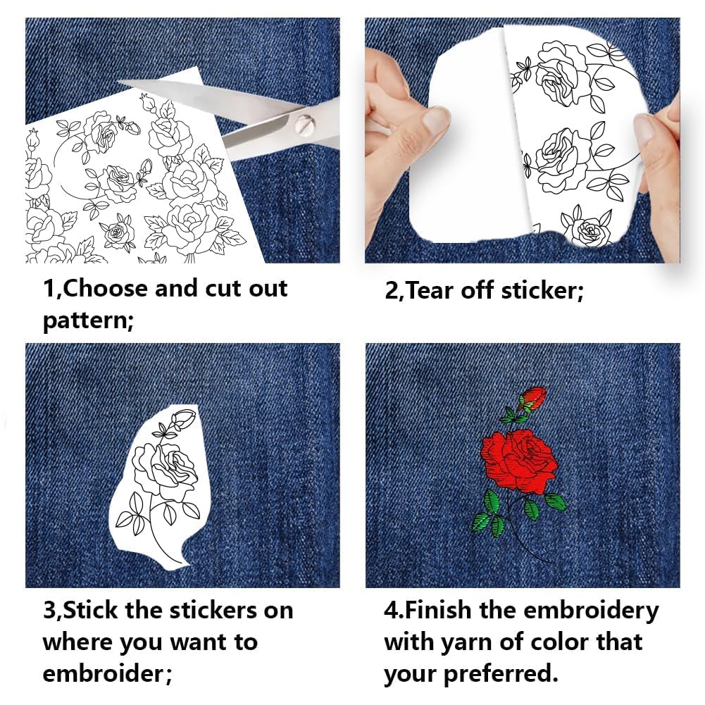 Rose Embroidery Stabilizers - Beginner Sewing Kits -3