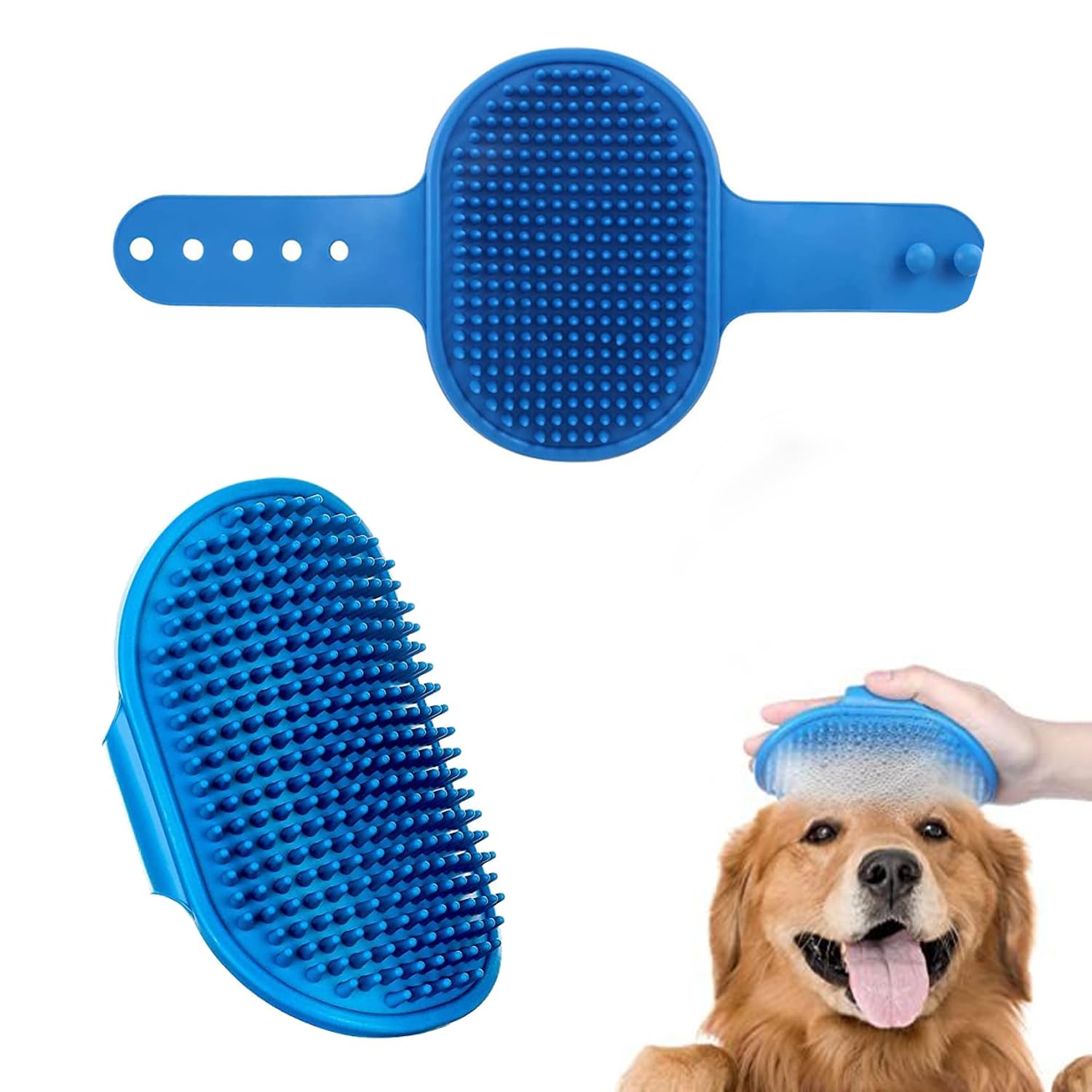 Petbabas Pet Grooming Brush | Soothing Massage Rubber Bath Comb | Shampoo Washing Shower Brush | Grooming Pet Glove with Adjustable Strap | Deshedding Brush for Long Short haired Pets-image-30
