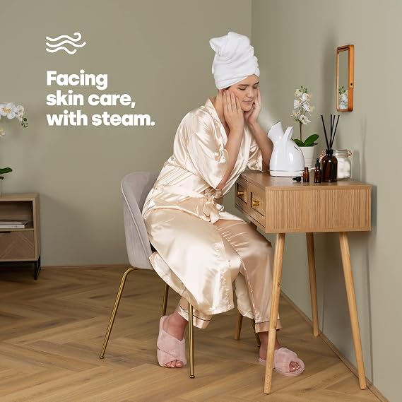 LIVIVO Nano-Ionic Facial Steamer - Deep Cleansing Face Steamer Facial with Warm Mist & UV Light - Moisturising Facial Steamer Professional Home Sauna Spa for Pore Cleansing, Blackhead & Acne Removal