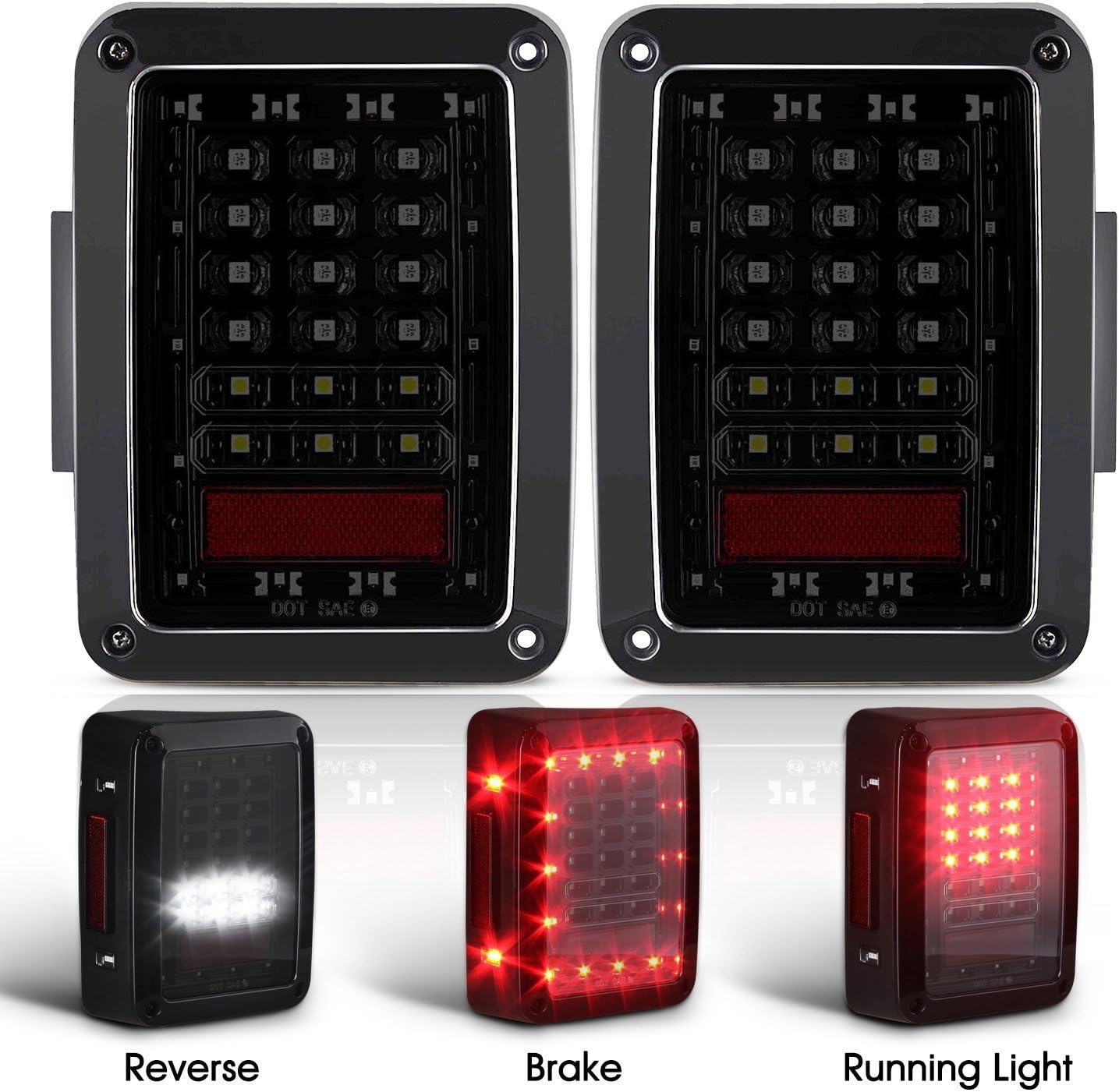 Pandaorv LED Tail Lights,Reverse Lamp,A1 25W Brake Rear Light Rear Reverse Lights DRL &Turn Signal & Back Up (1 pair)