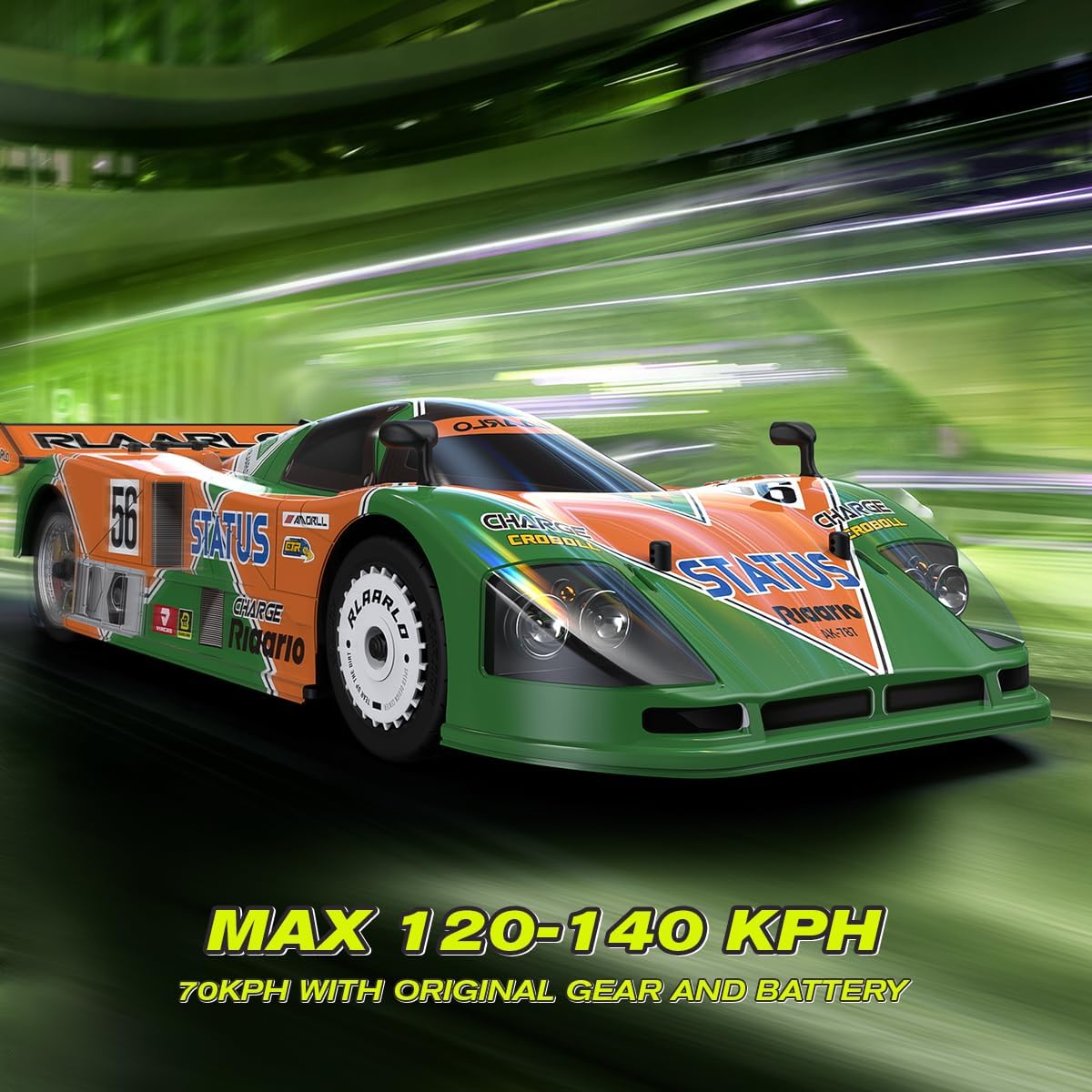 AMORIL RLAARLO 1:10 AK-787 Fast Brushless RC Cars,Top Speed 120KM/H Large Remote Control Cars with 6 Lights for Adults,4x4 On-Road Hobby Racing Vechile with Aluminum Shaft,Rubber Tire,Green