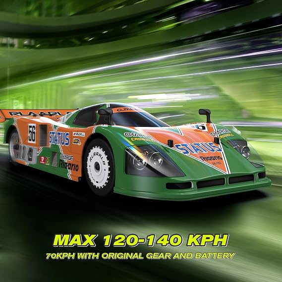 AMORIL RLAARLO 1:10 AK-787 Fast Brushless RC Cars,Top Speed 120KM/H Large Remote Control Cars with 6 Lights for Adults,4x4 On-Road Hobby Racing Vechile with Aluminum Shaft,Rubber Tire,Green