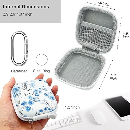 Miniatura 3 de Estuche cuadrado para auriculares, organizador de auriculares, estuche portátil de EVA, bolsa de almacenamiento con mosquetón para AirPods Beats