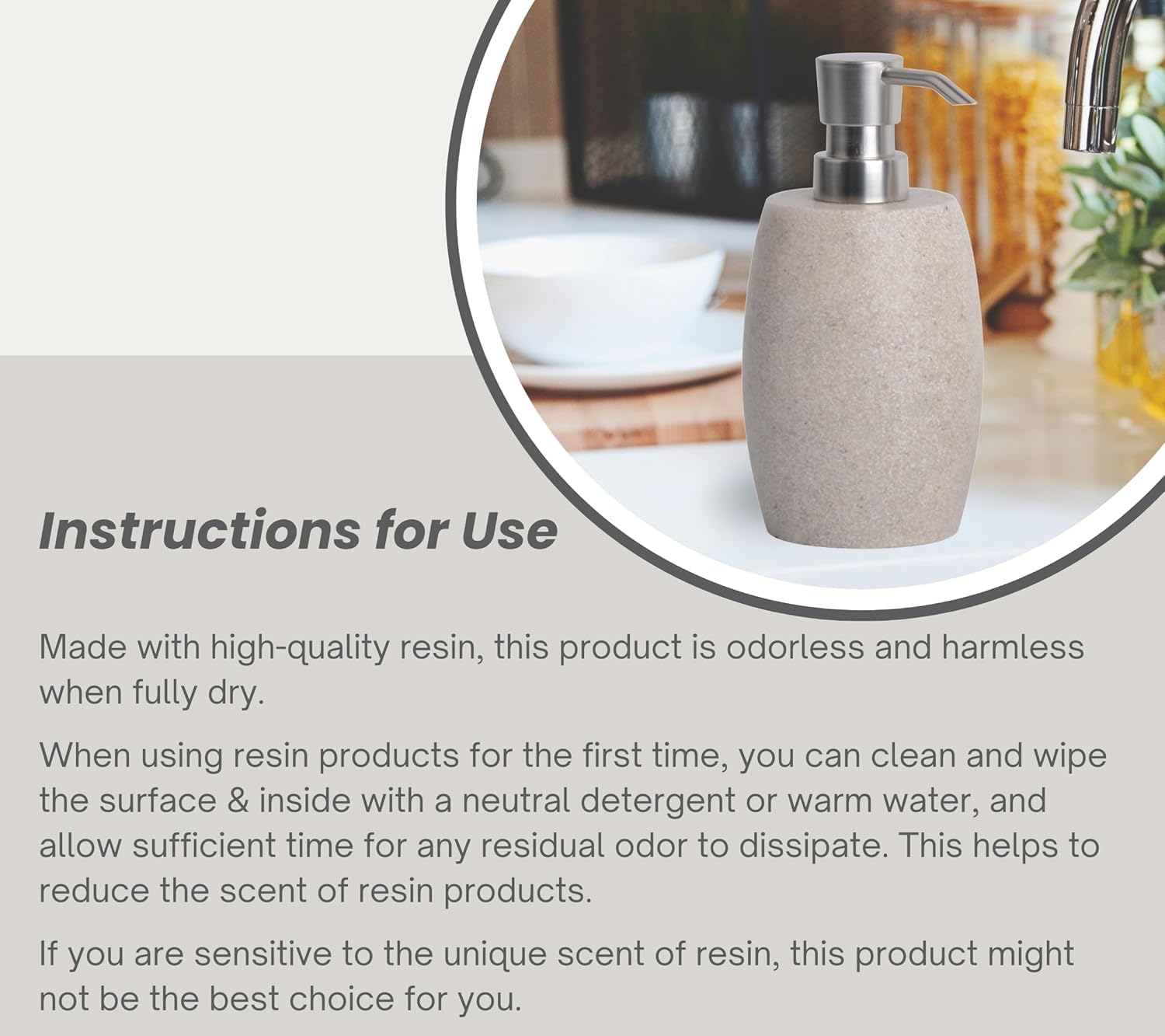 Sandstone Textured Resin Soap Dispenser with Metallic Pump and Waterproof Bottle Labels for Bathroom Kitchen Dish Hand Wash Shower Lotion Shampoo, 12 Oz, 2 Sets Beige - Image 9