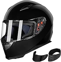 Vista 18 de ILM - Casco integral para motocicleta urbana con bufanda de invierno extraíble, 2 viseras, aprobado por DOT