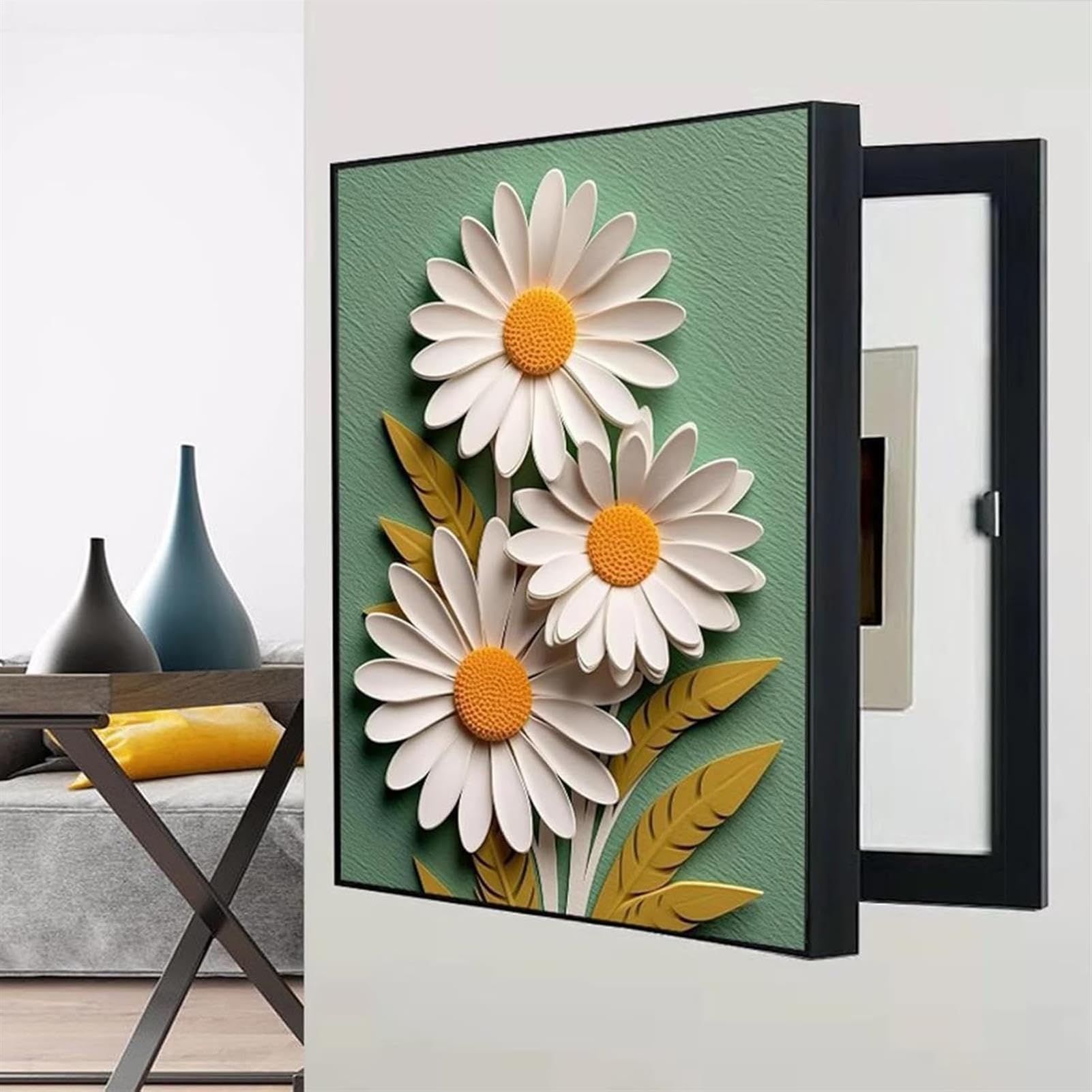 Wall Mounted Electrical Panel Cover, Hidden Electric Meter Box Decorative Painting, Creative Removable Fuse Box Cover Cabinet, Dustproof And Waterproof