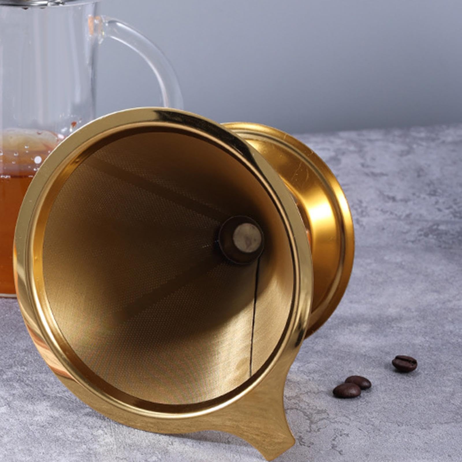 Permanenter Kaffeefilter aus Edelstahl, papierlos, permanent, goldfarben, 145 x 85 mm, 5 Stück