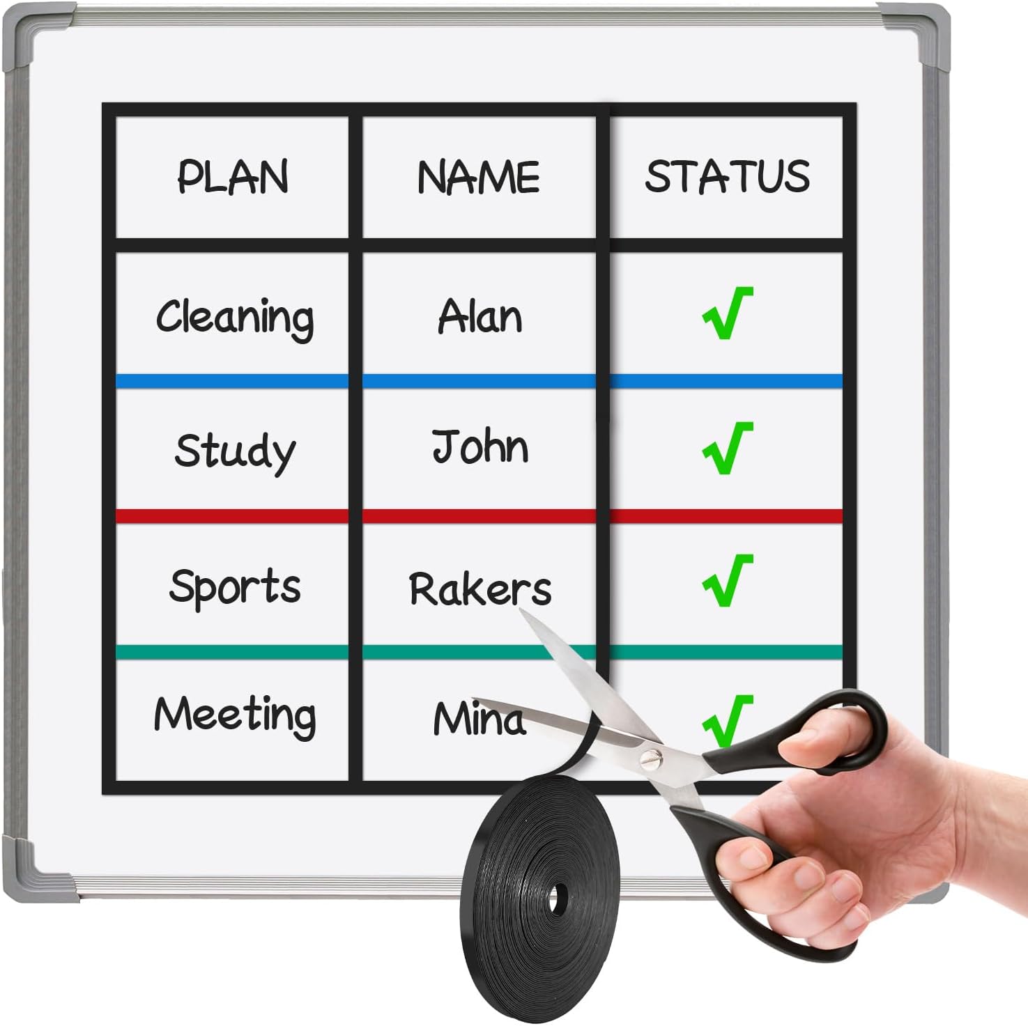 Magnetic Whiteboard Border Strips - 6 Rolls, 1/5 inch x 30 feet Thin Magnetic Strips for Classroom Whiteboard Dividers, Reusable Magnet Borders for Office, School, and Art Marking Lines(Mixed Colors)