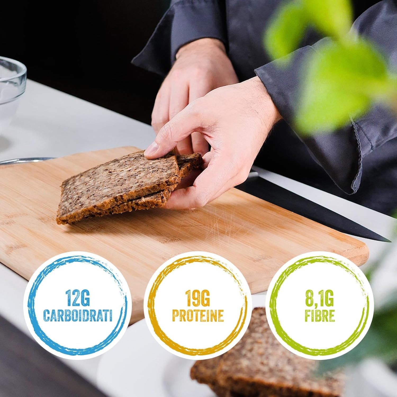 PEMA, Pane Proteico a Ridotto Contenuto di Carboidrati, con Soli Ingredienti Naturali e Ricco di Fibre, 375g