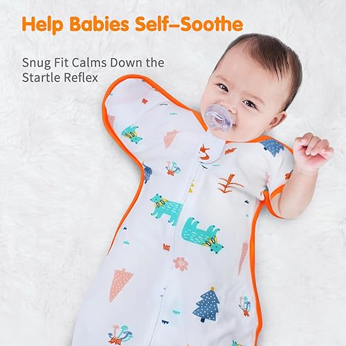 Miniatura 4 de Manta de transición para bebé de 0 a 3 meses, saco de dormir para recién nacido, con brazos hacia arriba, cremallera de 2 vías, brazos 100% algodón,