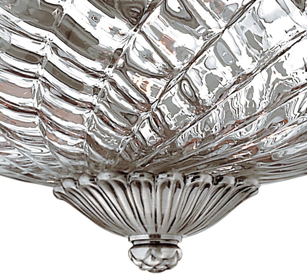 Hinkley Plantation Traditional Three Light Flush Mount, Polished Antique Nickel