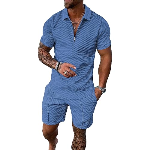 BIRW Men‘s Track Suits 2 Piece Summer Short Sets Outfits Fashion Polo Shirt Casual Short Sleeve and Shorts set
