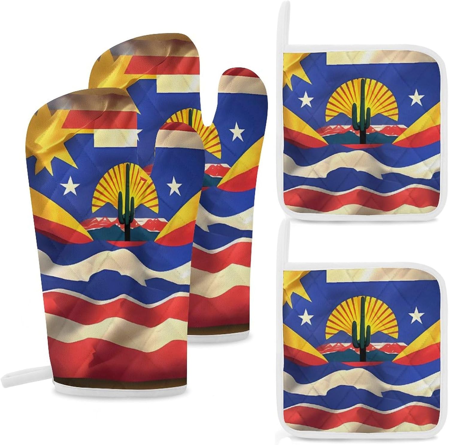 Oven Mitts Pot Holders Kitchen Arizona Flag-Standard Heat Resistant Oven Glove for Baking and Cooking