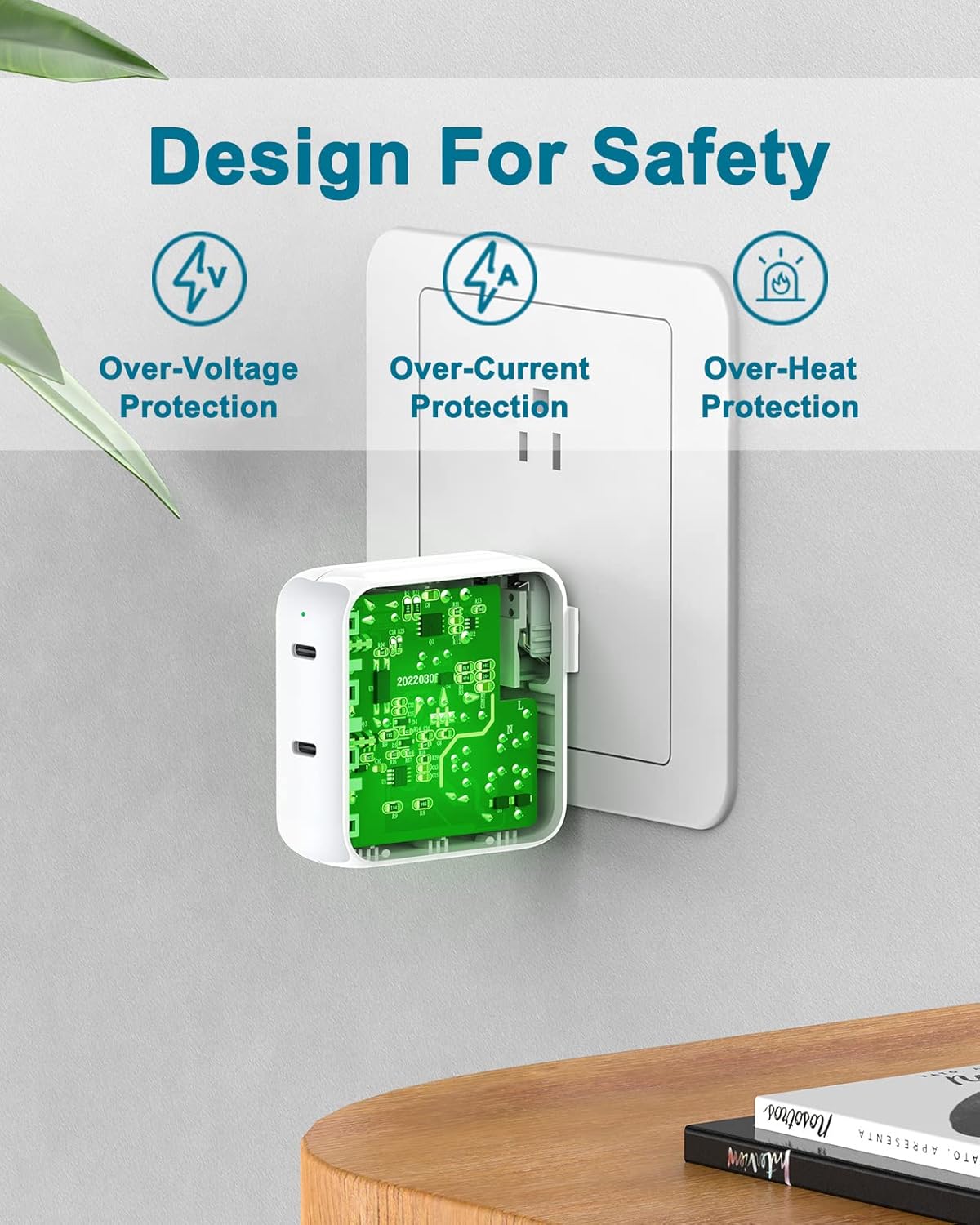 67W Dual Port USB C Power Adapter Bundle with 2 Pack 6.6ft Cable