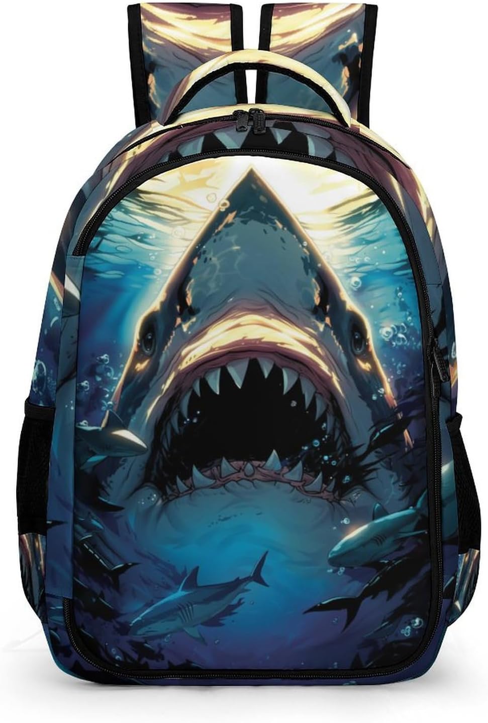 GNEW Shark Backpack for Boys, Big Shark Mouth Ocean Sea Fierce Animal Kids School Backpack, Water Resistant Daypack Travel Laptop Backpack, 16.5 Inch
