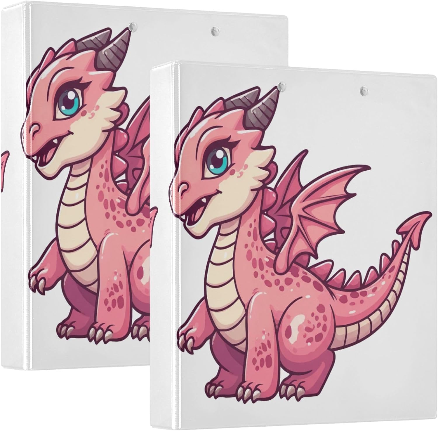 3 Ring Binder, Cute Pink Dragon White D Ring Binder with Clipboard Large 3 Binders for School, College, Office