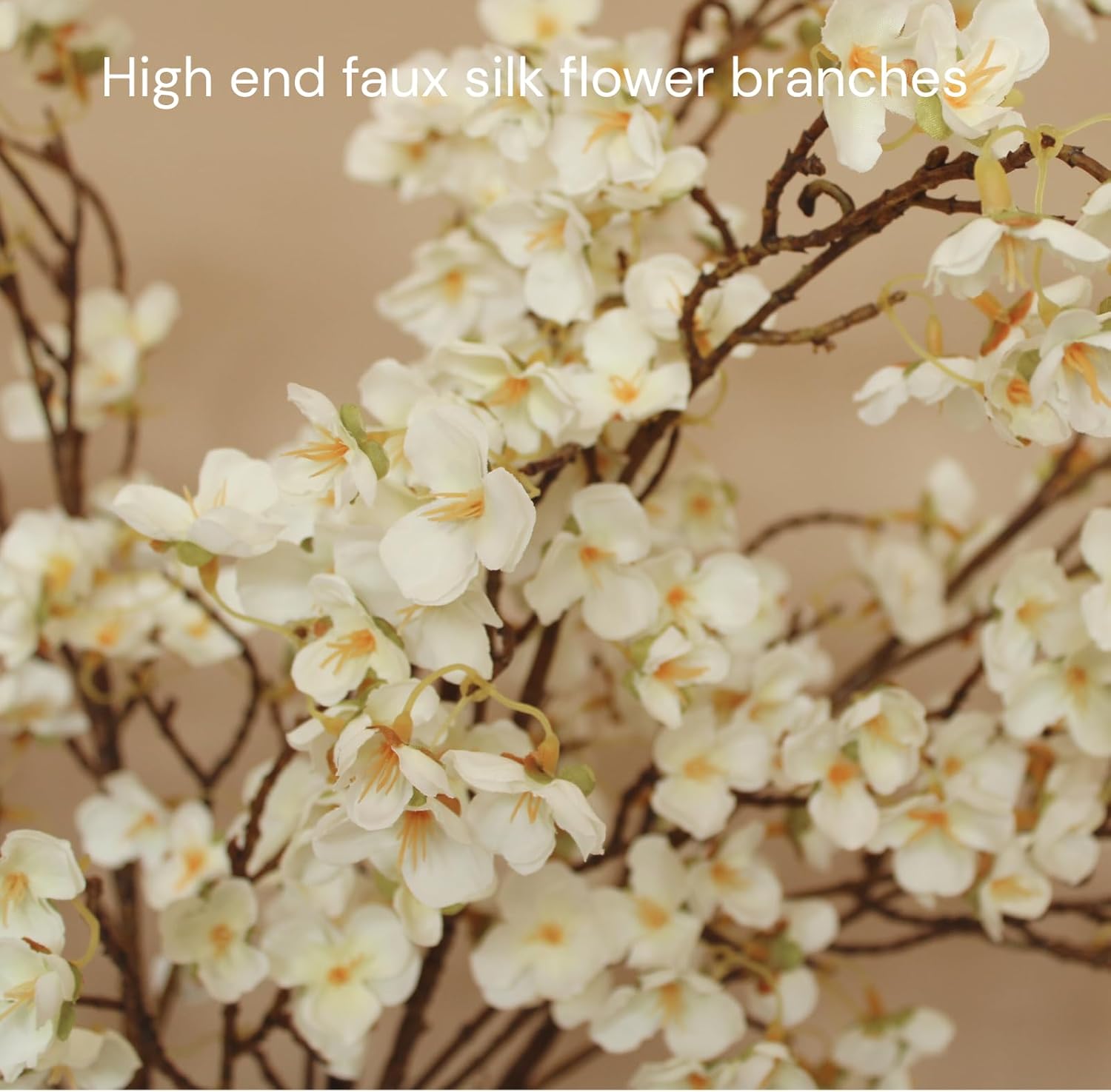 White Cherry Blossom Branches – 6 Pcs 33.5" Long Stem Artificial Flowers for Tall Vase, Premium Faux Silk Spring Decor, Realistic Fake Cherry Blossoms for Home, Wedding & Table Centerpieces - Image 3