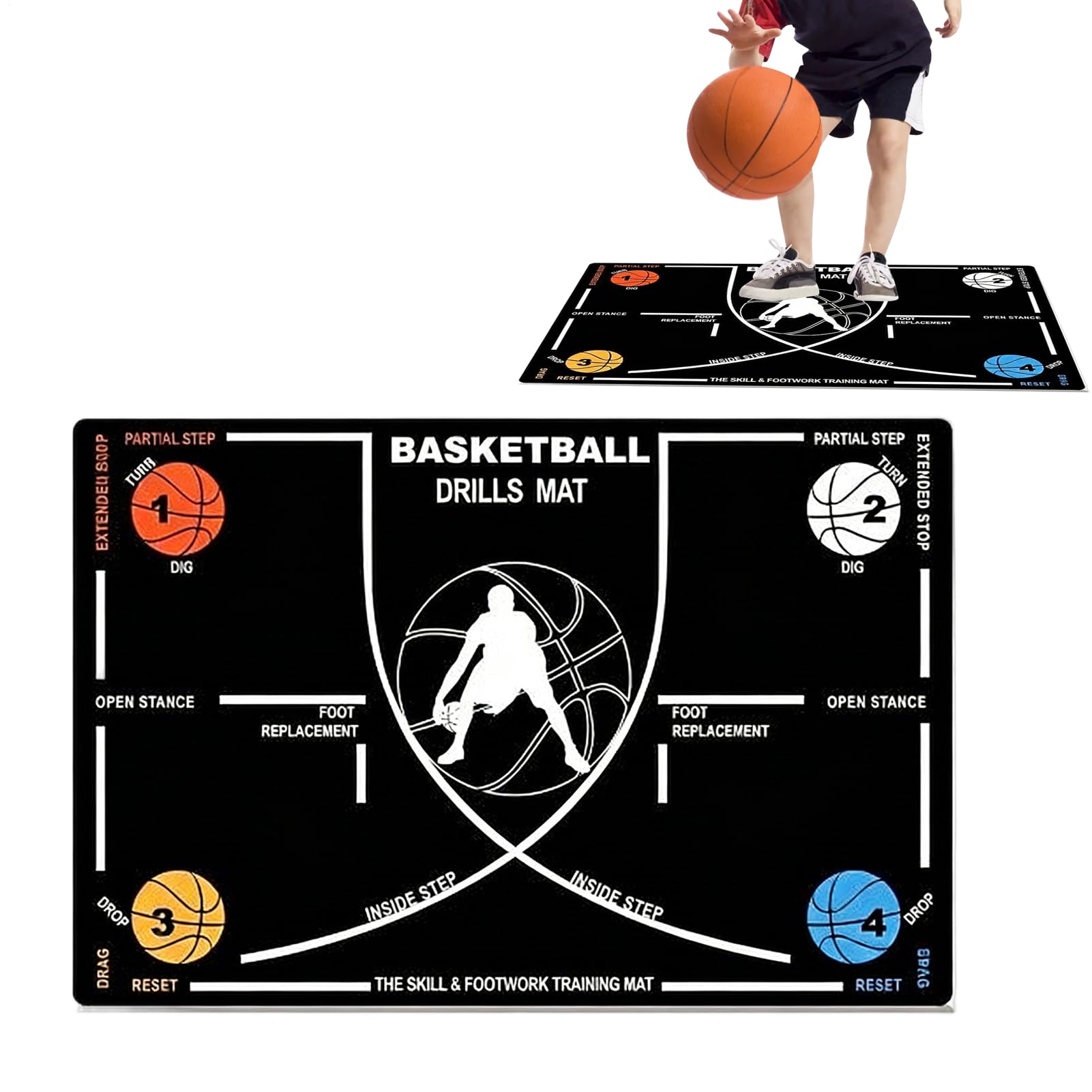 Alfombra Entrenamiento Baloncesto, Base Entrenadora De Agilidad Antideslizante Y Silenciosa, Alfombra de Entrenamiento Antideslizante, Entrenador de Baloncesto Portátil para Niños Jóvenes Adultos Uso