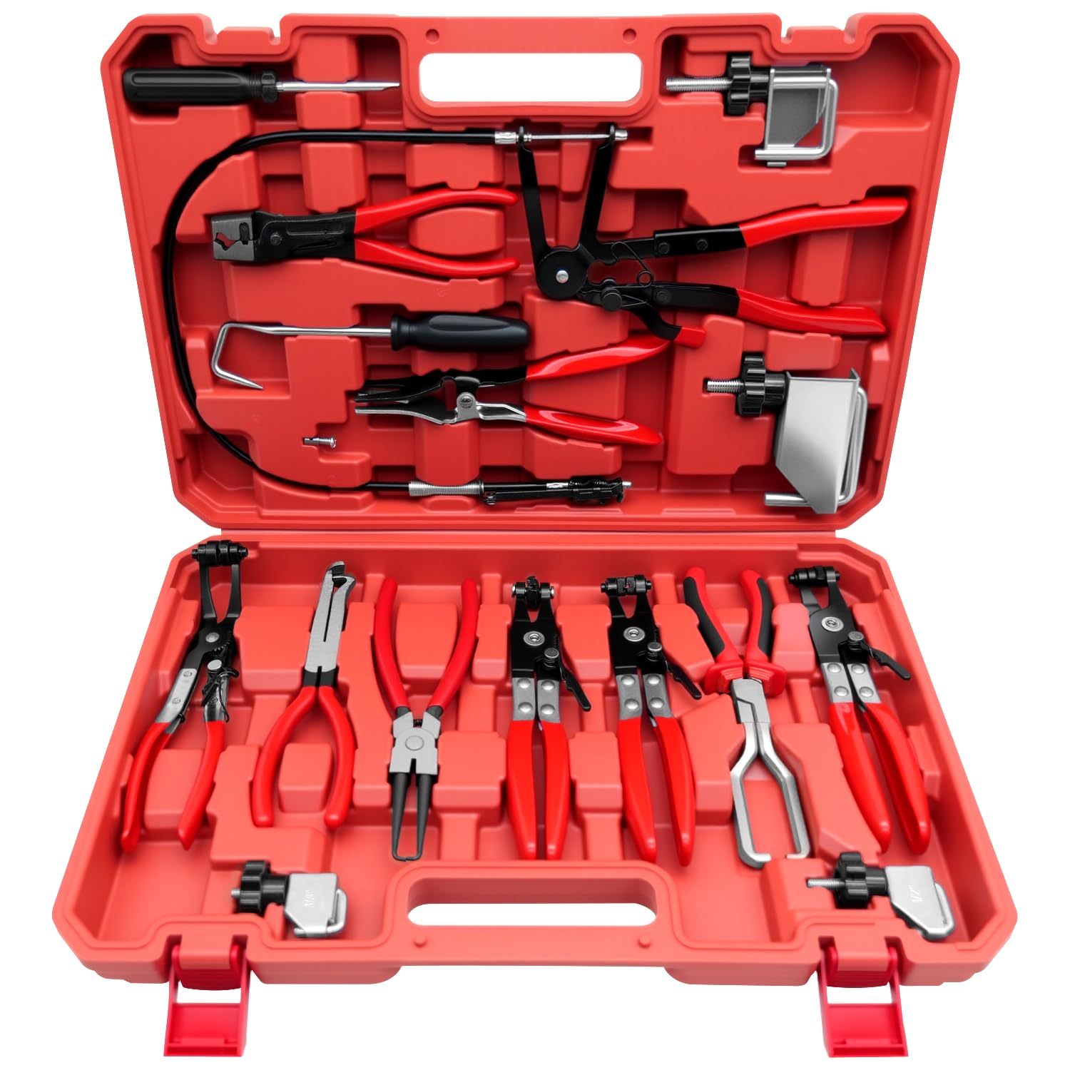 ZKTOOL 16PCS Hose Clamp Pliers Set, Flexible Hose Clamp Removal Tool, Suitable for Automotive Terminal Connector Splitters, Replacing Fuel Hoses, Oil Hoses, and Water Hoses