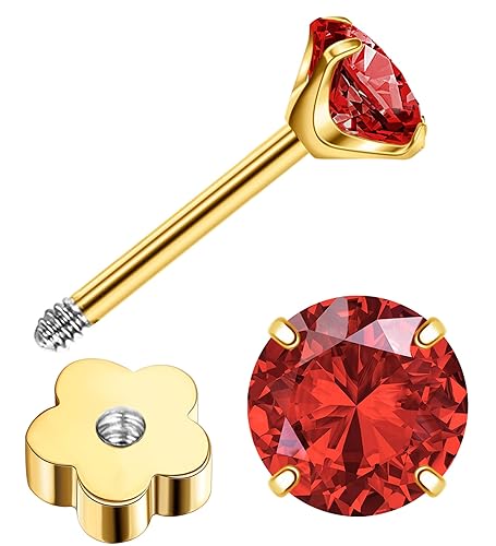 Miniatura 10 de 3mm Handmade G23 Titanium Flat Back Earrings 14k Gold Plated Small 5A+CZ Cartilage Earrings Studs Hypoallergenic Screw Back Nap Earrings Women Helix