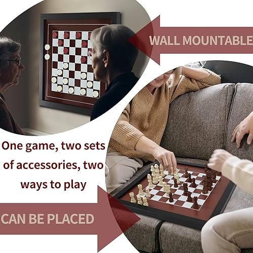 Miniatura 3 de Juegos de mesa montados en la pared, juego de damas clásicos, estrategia y juegos divertidos, decoración artística para el hogar, juego de mesa de