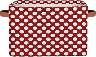 OSAM SPACE Storage Basket Bin Polka Dots Pattern Rectangular Storage Basket Cube With Handles, Red White Laundry Storage Organizer Basket for Toy Nursery Closet Shelves Bedroom Home
