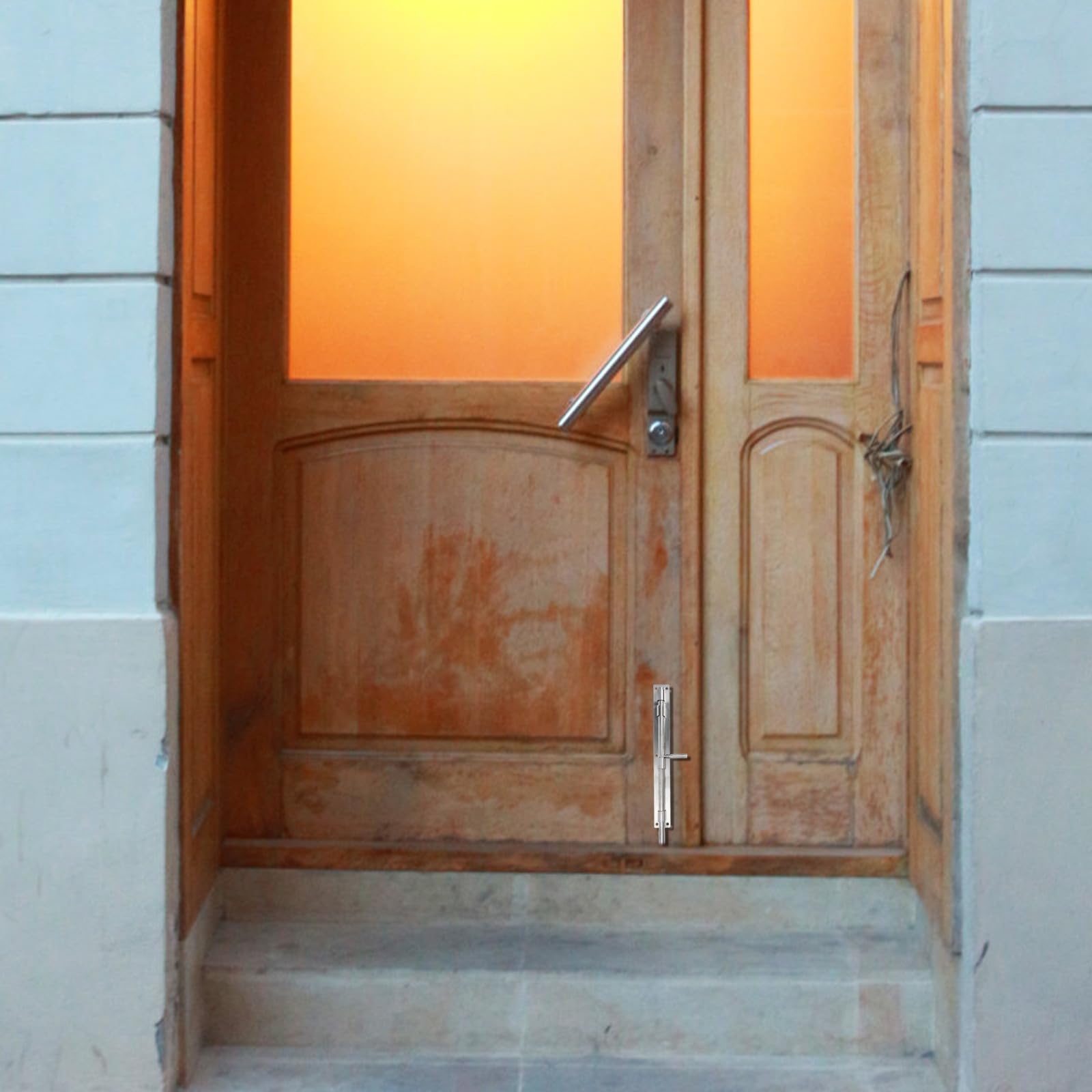 Verrou de Porte en Acier Inoxydable Long Verrouillage Coulissant Argenté et Targette Sécurisée, Conçu pour Fenêtres et Portes, Usage Domestique et Professionnel