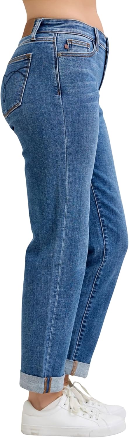 Judy Blue Classic Mid Rise Embroidered Cuffed Boyfriend - Image 5
