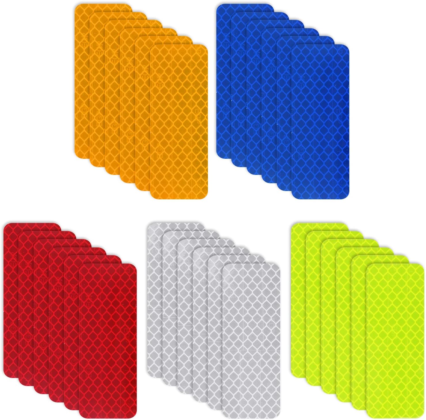 30 Safety Reflective Stickers, Warning Stickers - Stick-on Car Reflector Tape for Vehicle, Bicycles, Motorcycles, 1.18 x 3.25 Inch