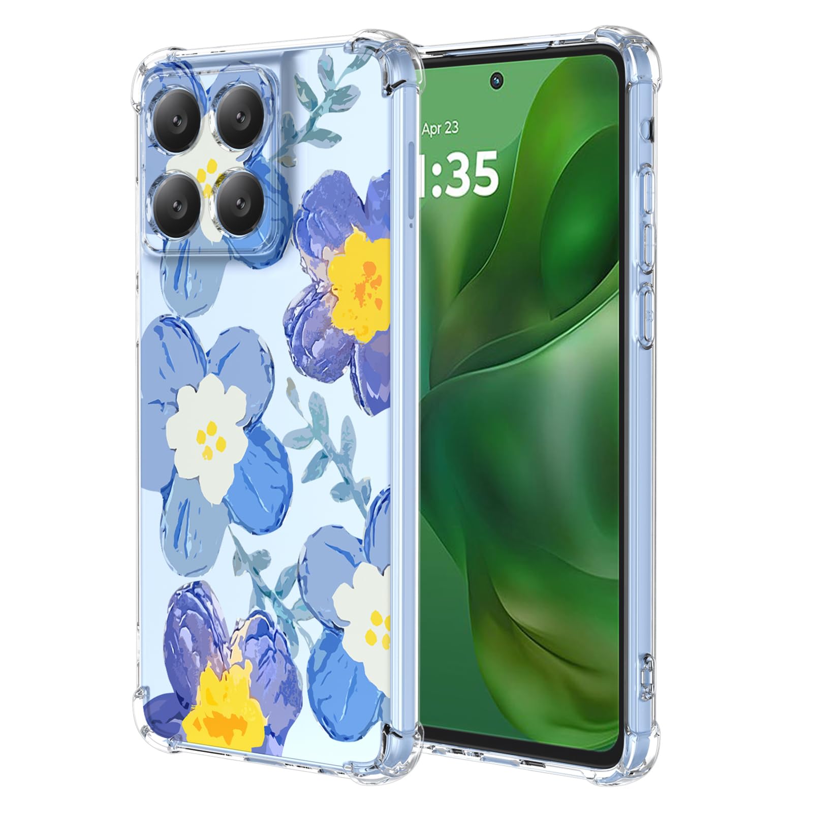 RRXSYXL for Moto G Stylus 5G 2025 Case with Clear Floral Pattern,Shockproof Soft Case for Motorola G Stylus 5G 2025,Blue Floral