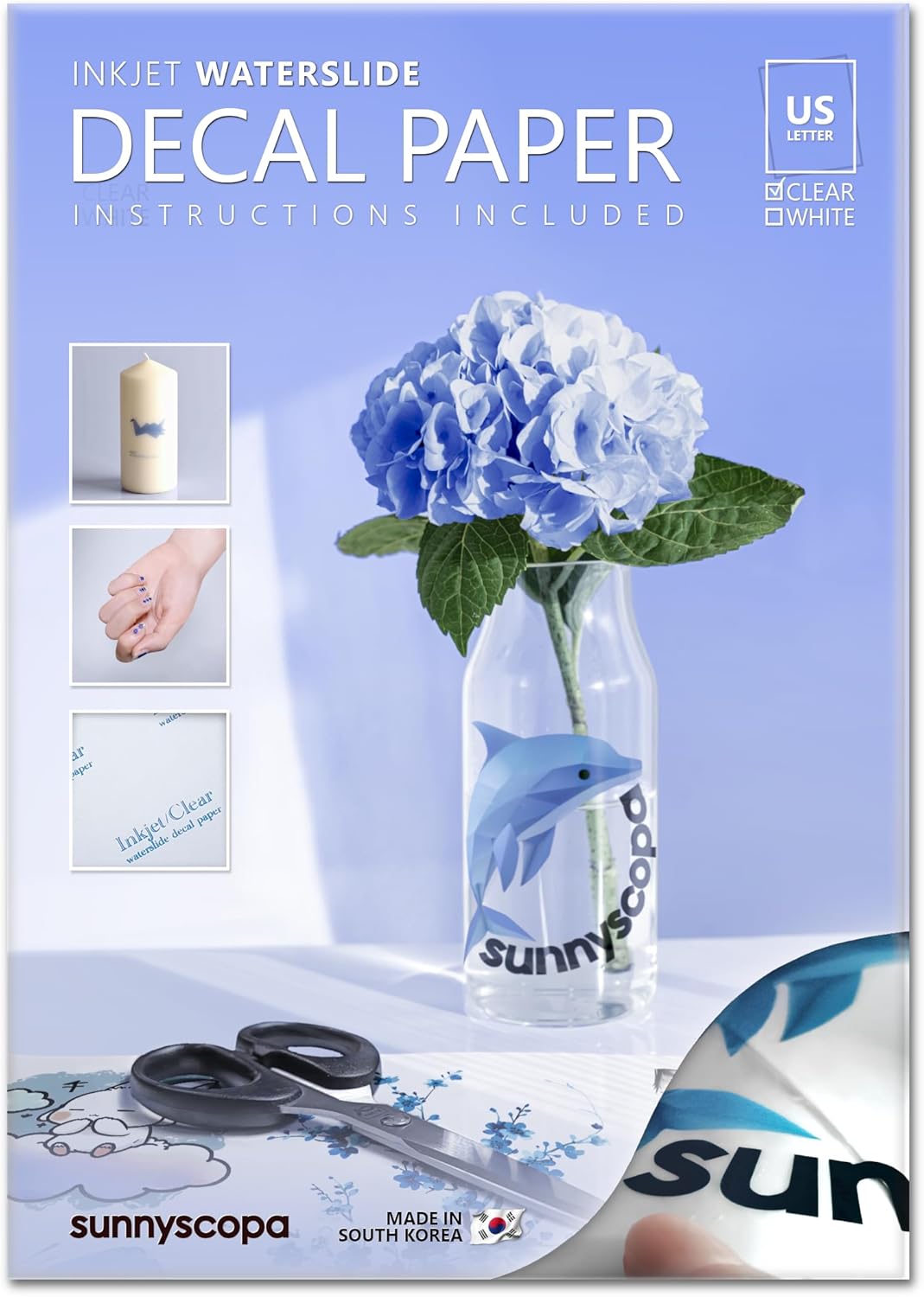 Sunnyscopa Waterslide Decal Paper for INKJET Printer - CLEAR