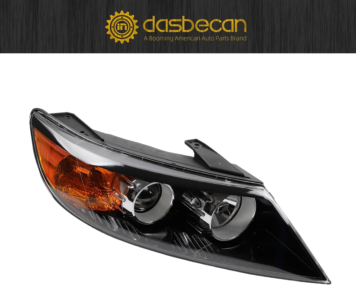 Dasbecan Halogen Headlight Compatible With 2011-2013 Kia Sorento Left & Right Side Black Housing Clear Lens Headlamp Assembly Replaces# 921021U200 921011U200 KI2502143 KI2503143(Left + Right)