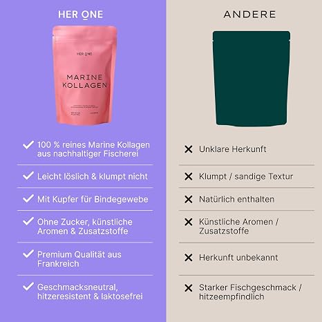 HER ONE Marine Collagen 150 g Naticol Marine Collagen Powder with Chrome & Copper Tasteless & Hydrolysed Marine Collagen Type I & III for Skin Hair & Connective Tissue Collagen Peptides