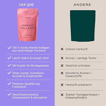 HER ONE Marine Collagen 150 g Naticol Marine Collagen Powder with Chrome & Copper Tasteless & Hydrolysed Marine Collagen Type I & III for Skin Hair & Connective Tissue Collagen Peptides