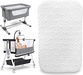 Royale Linens Next 2 Me Bedside Crib Mattress Compatible to Fit Baby & Toddler Crib Super Soft & Extra Thick 5cm Deep Foam Bassinet Mattress Breathable Quilted Cover (90 x 50 x 5cm)