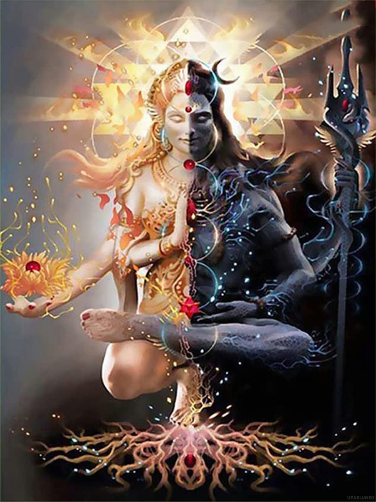 UPABLUNSO Diamond Painting Indian God Shiva Religion Kit for Adults Full Drill Diamond Art Painting by Number Kits Gem Art Wall Home Decor 12x16 inch