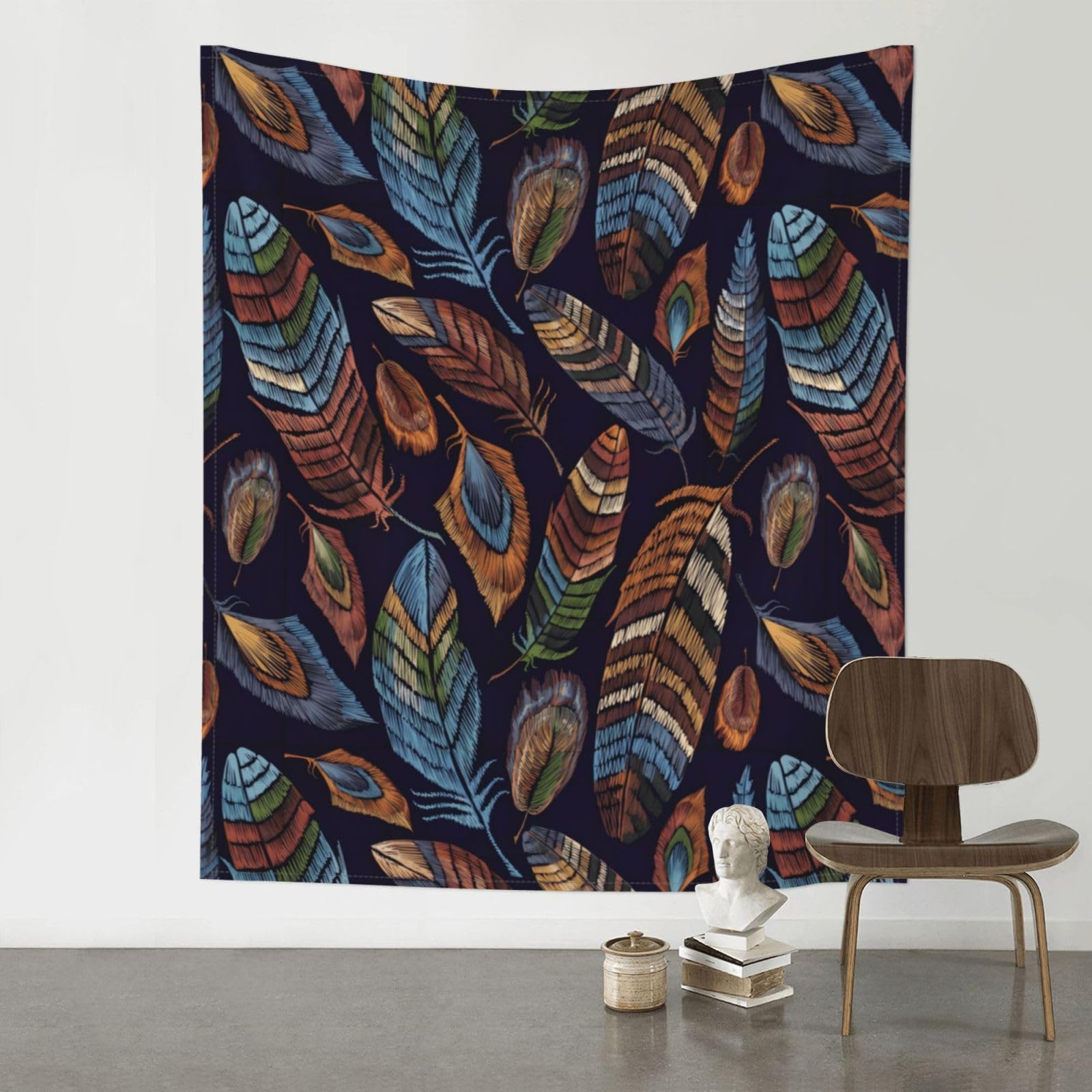 YYHHAOFA Peacock feather Prints 60x51in Wall Tapestry - Durable Polyester Throw Blanket for Dorm Decor, Beach Picnics & Versatile Room Layering