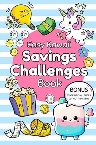 Easy Kawaii Savings Challenges Book Adorable Money Challenge Book For All Ages, With Stack Up Challenges and Cut Out Budget Challenge Sheets