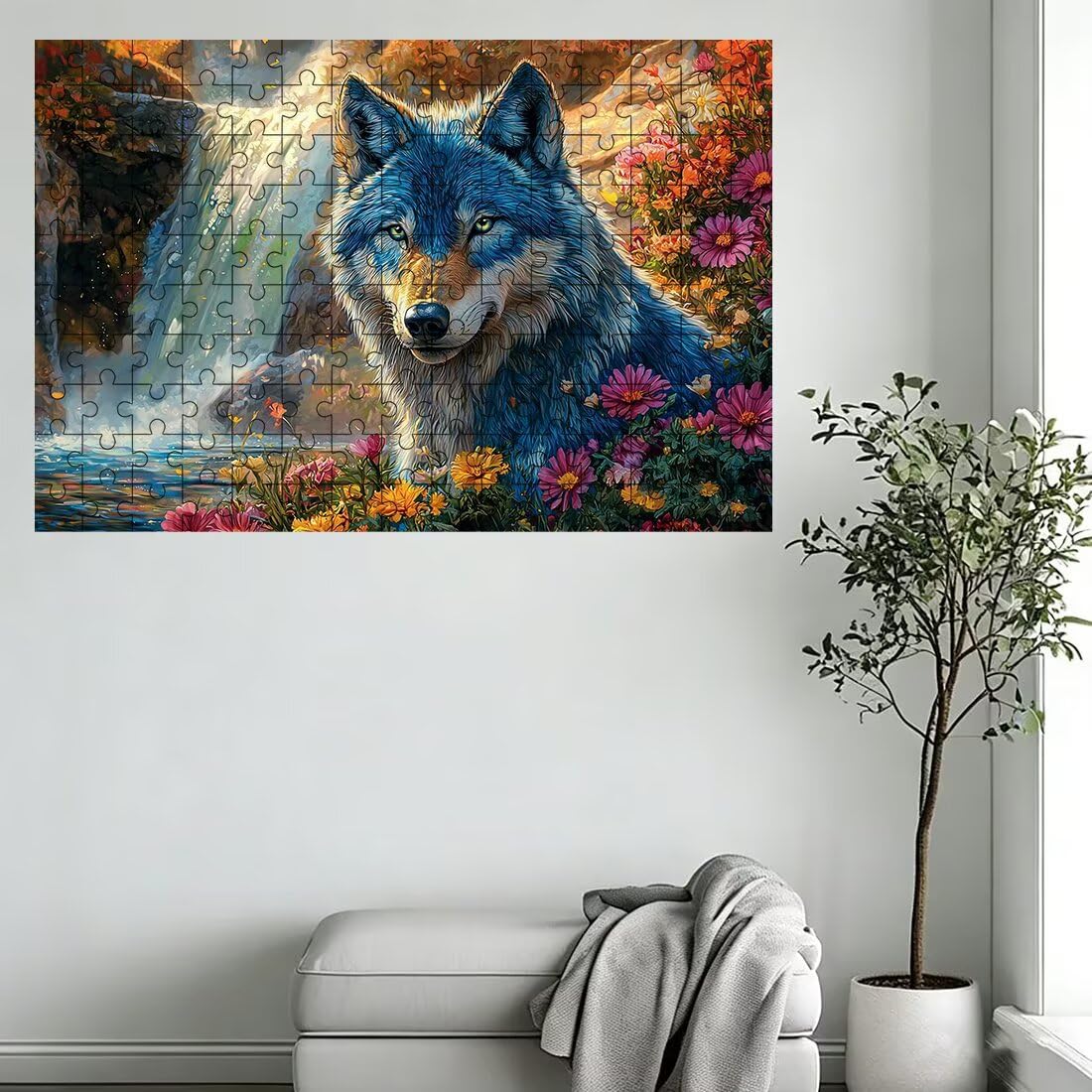 Puzzle 5000 elementów jesień, puzzle wilk dla dorosłych, klasyczne puzzle gry edukacyjne do aktywności rodzinnej, najwyższej jakości drewniane puzzle z pudełkiem na prezent dla mężczyzn i kobiet