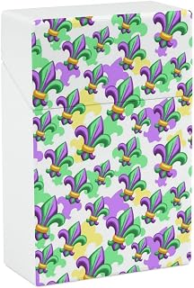 Fleur De Lis in Mardi Gras Flip Open Cigarette Case for Women Men Plastic Cigarette Box Holder Pocket Cigarettes Storage Container