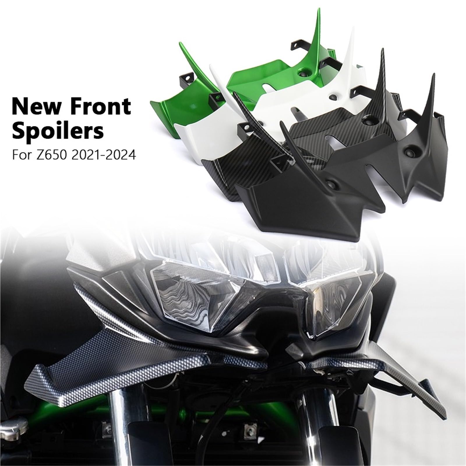 Do Z650 Z 650 Z650 2021-2024 przedni spoiler Fairing Winglet aerodynamiczny pokrowiec skrzydło tapicerka Front Lip Splitter,Dekoracja motocykl(Carbon Fiber)