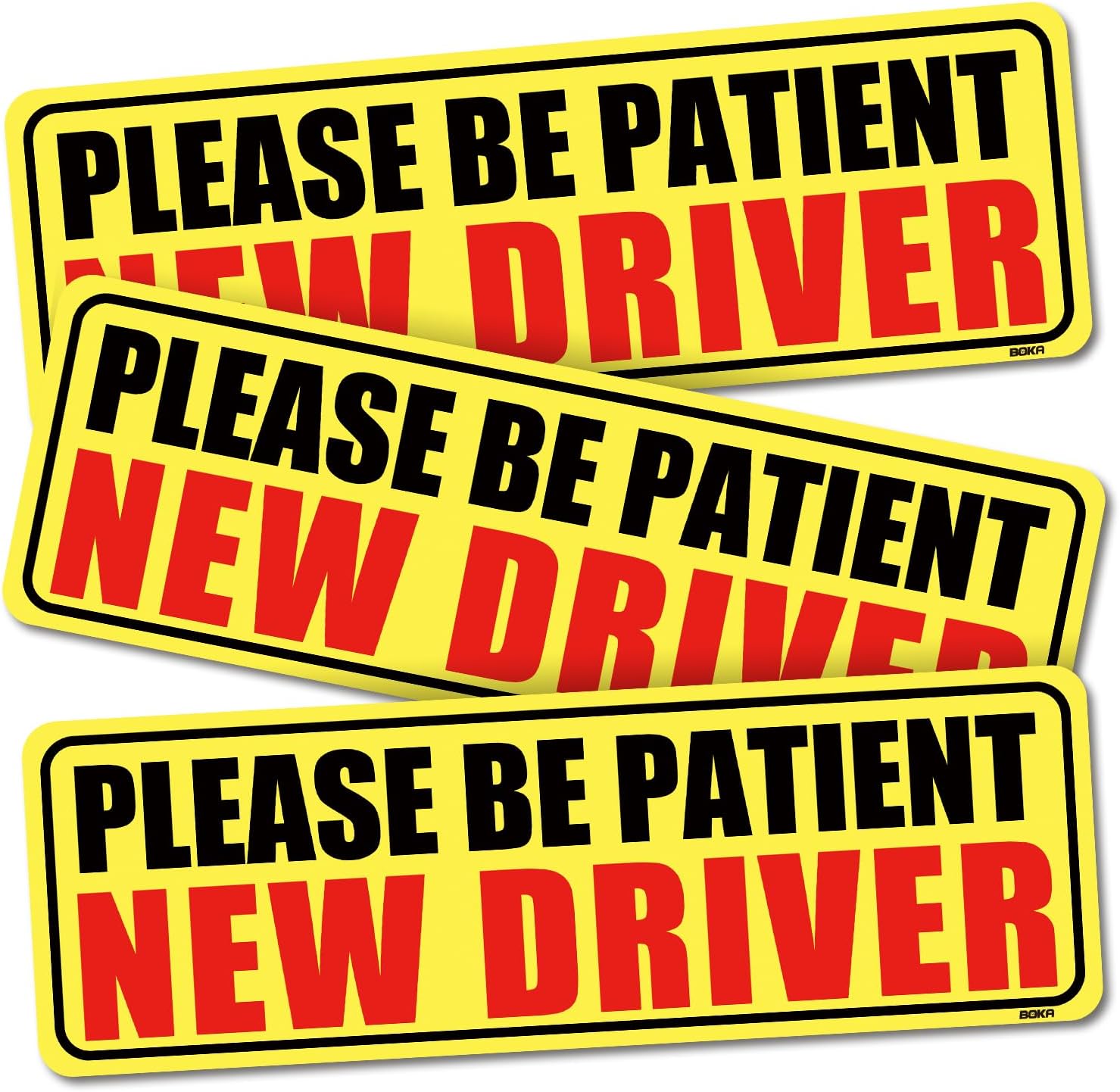 New Driver Magnet for Car, 3 Pack Upgraded Please Be Patient New Driver Magnet Safety Signs 9*3.5 in, Teen Rookie Novice Driver Vehicle Bumper Magnetic Sticker for Beginner, High Reflective, Red Font