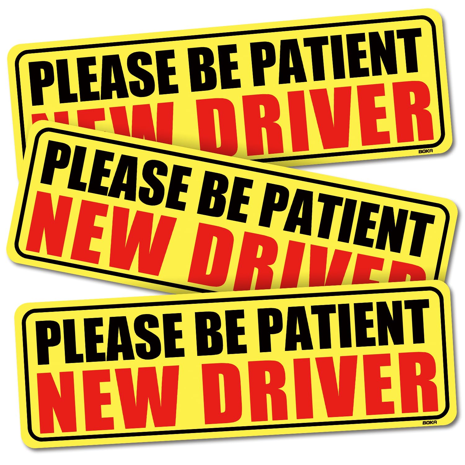 New Driver Magnet for Car, 3 Pack Upgraded Please Be Patient New Driver Magnet Safety Signs 9*3.5 in, Teen Rookie Novice Driver Vehicle Bumper Magnetic Sticker for Beginner, High Reflective, Red Font