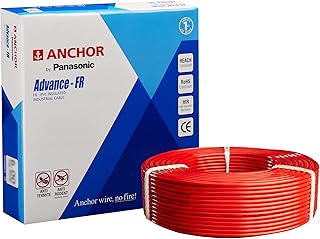 Anchor by Panasonic Advance FR Electric Wire | 1.5 sq mm PVC Insulated Copper Wire for Home Wiring | 90 Meter Electric Wire Cable for Industrial and Domestic Connections (Red, 27404RD)