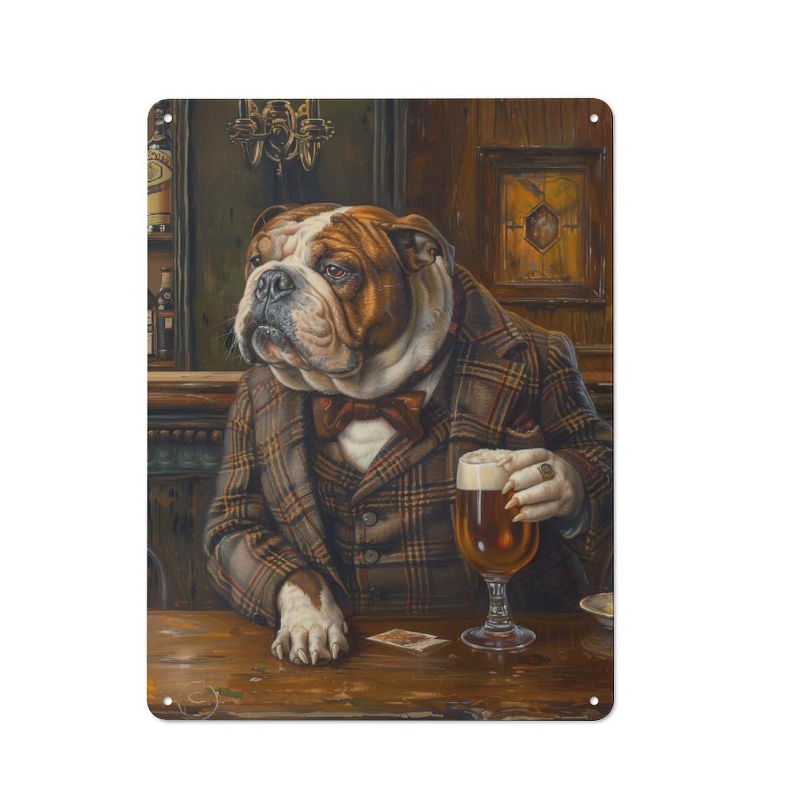 Bulldog Irish Pub Urban Metal Wall Decor 40x30cm, Metal Wall Art Sign for Loft, Studio, Office Or Creative Room